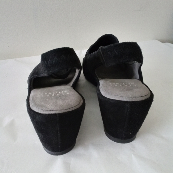 Stuart Weitzman Spando Black Nubuck Suede Strappy Slingback Wedges 7.5 M $398 - Picture 8 of 11